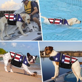 Doglay Dog Life Jacket with Reflective Stripes, Adjustable Dog Life Vest for Swimming Boating, Superior Buoyancy Puppy Swimming Vest for Small Medium and Large Dogs