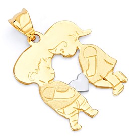 14k REAL Yellow Gold Charm Pendant (Size : 22 x 14 mm)