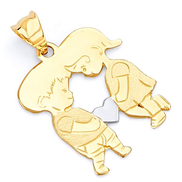 14k REAL Yellow Gold Charm Pendant (Size : 22 x