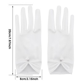 Yolev White Gloves Short Satin Gloves Women's Elegant Bridal Gloves Flower Wrist Lace Gloves Courtesy Summer Wedding Opera Dinner Gloves, pure white