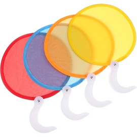 VOSAREA 4pcs Round Folding Fan Foldable Portable Handheld Fan Nylon Foldable Flying Disc Fans Colorful Sublimation Fans Folding Fan DIY Blank Handheld Fan Set for Fan DIY Wedding Summer Party Favors
