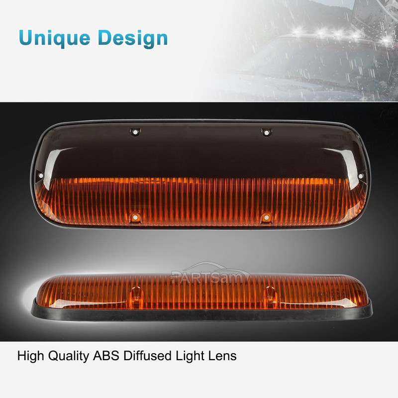 Partsam 3PCS Amber Cab Marker Roof Running Light Cover +