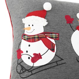 King Rose Snowman Applique Accent Throw Pillow Cover Christmas Cushion Cover Decorative Pillowcase for Sofa Bed Living Room Couch 14 x 20 Inches