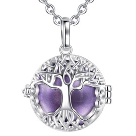 AEONSLOVE Silver Celtic Tree of Life Melody Pendant Necklaces Calming Mother Baby Gift (Lavender)