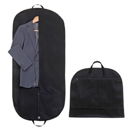 Astro 605-30 Suit Cover with Gusset, Black, Thick Non-woven Fabric, Zipper, Accessory Pocket, Handle Included