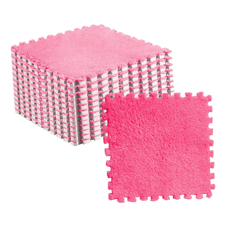 10pcs Plush Puzzle Floor Foam Mat Tiles Fluffy Cuttable Anti