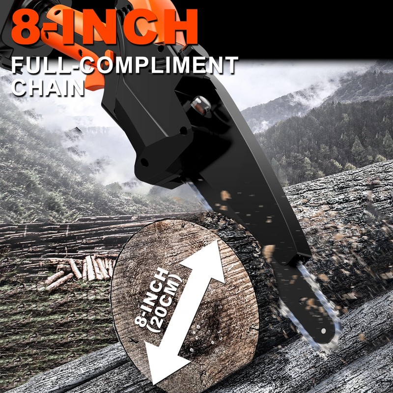 2-IN-1 Cordless Pole Saw & 8" Mini Chainsaw Battery Powered,