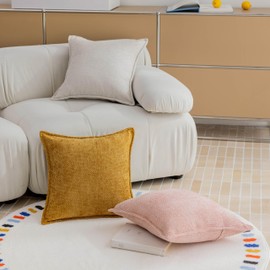 Home Brilliant White Euro Shams Set of 2 24x24 Throw Pillow Covers Chenille Decoration Striped Waffle Euro Throw Pillow Sham Couch Cushion Cover for Teen Girls, 24 x 24 inch, White