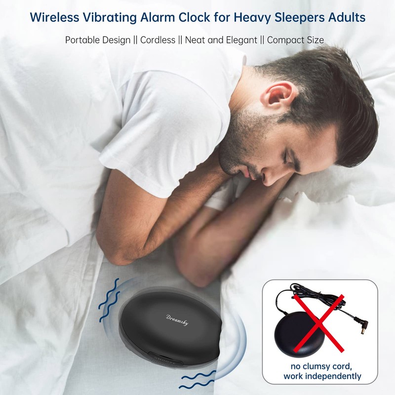 DreamSky Vibrating Alarm Clock for Heavy Sleepers - Auto Set