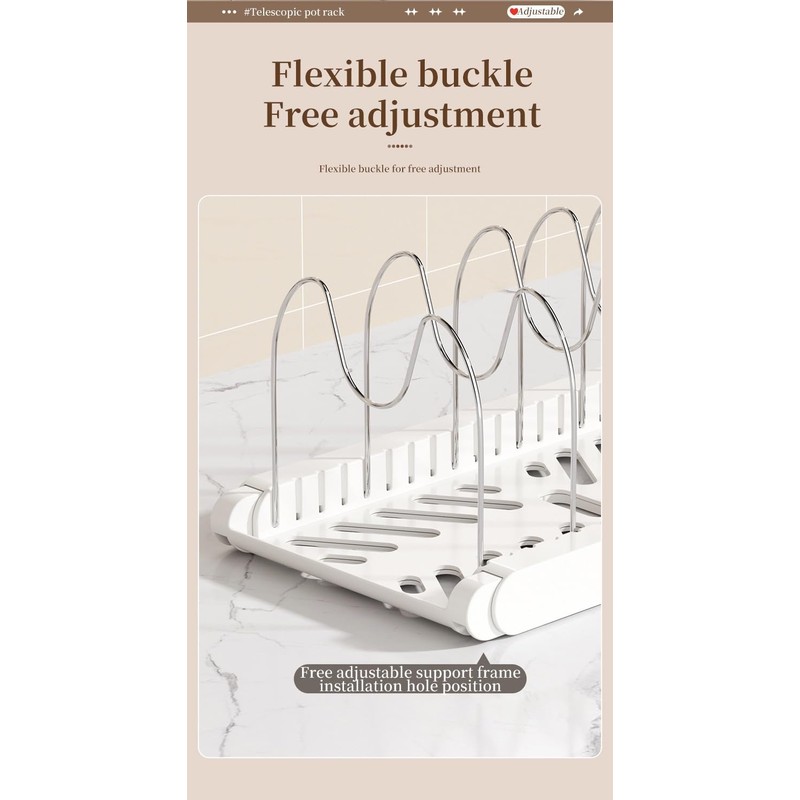 SNBBGT Expandable Pot Organizer with 7 Adjustable Dividers for Kitchen