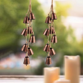 2 Pack Witch Bells for Door Knob Protection Outdoor Bells Hanging Bells for Door knob Witches Bells Magic Wind Chimes for Home Protection Witch Bells Kit(Rustic Red)