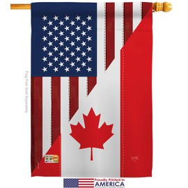 US Friendship Canada House Flag Regional USA American Alliance World Country Particular Area Small Decorative Gift Yard Banner Made in 28 X 40