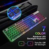 LANGTU Membrane Gaming Keyboard, Colorful LED Backlit Quiet Keyboard for