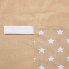 HOMESCAPES - Pure Cotton Unisex Apron with Pocket - Stars - Beige White - 80 x 85 cm - Fully Coordinated Washable Kitchen Linen