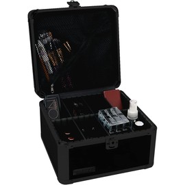 Vaultz Portable Safe Box - 10 x 10 x 6.5 Inch Large Storage Box with Lock, Mesh Pocket & Adjustable Compartments for Cash, Documents and Valuables - Tactical Black