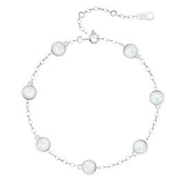 KristLand Women's Bracelet Sterling Silver Platinum Electroplated Silver Bracelet with Beautiful Opal Party Wedding Birthday Luxury Visual Gift Women Girls