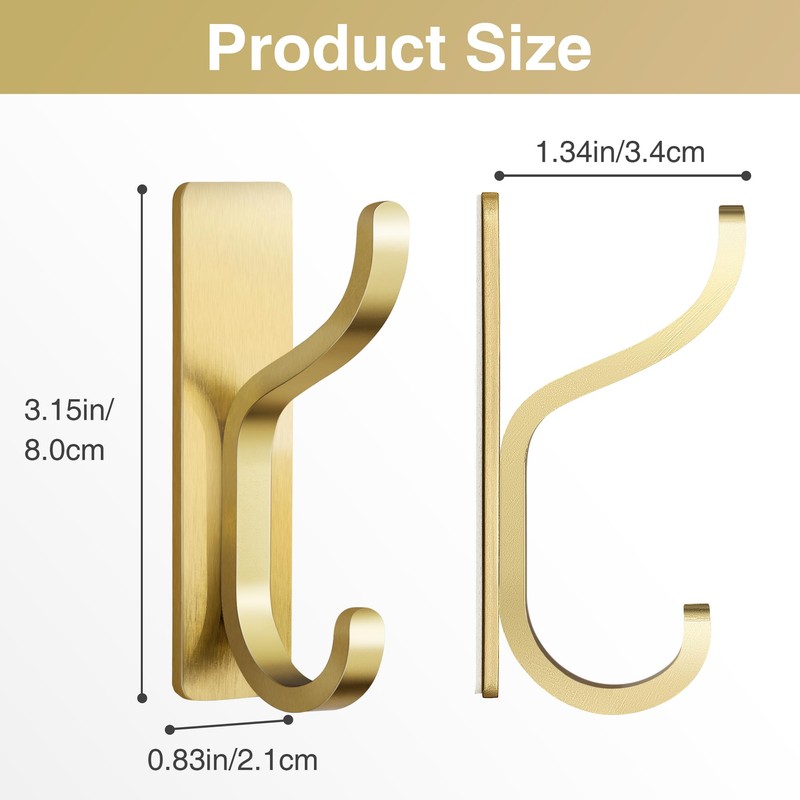 pickpiff Adhesive Wall Coat Hooks - Heavy Duty Stick-On Door