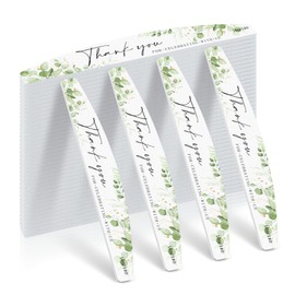 Wedding Party Favors Bridal Shower Nail Files Bulk 100/180 Grit Eucalyptus Baby Shower Nail Board Sage Green Acrylic Nail Emery Boards Doubled Sided Nail Buffer Thank You for Celebrating with US,50PCS