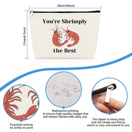Shrimp Gifts for Women Shrimply Themed Makeup Bag Shrimp Lover Gift Inspirational Gift For Her Sister Daughter Friends Friendship Gifts Cosmetic Bag Birthday Christmas Graduation Present Travel Pouch