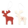 Set of 12 Red & Cream Reindeer Christmas Tree Decorations