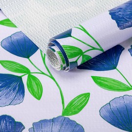 Non Adhesive Shelf Liner 18Inch Wide by 16FT Blue Kitchen Drawer Liner Pantry Liner for Shelves Cupboard Liner Kitchen Cabinet Cover Easy to Trim