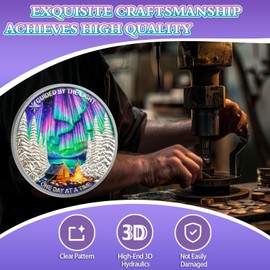 YRCKUDZKG Guided by Northern Lights 3 Year Sobriety Coin - One Day at a Time AA Coin, Alcohol Free Three Year Recovery Chip with Token Capsule, Sobriety Gifts for Men Women