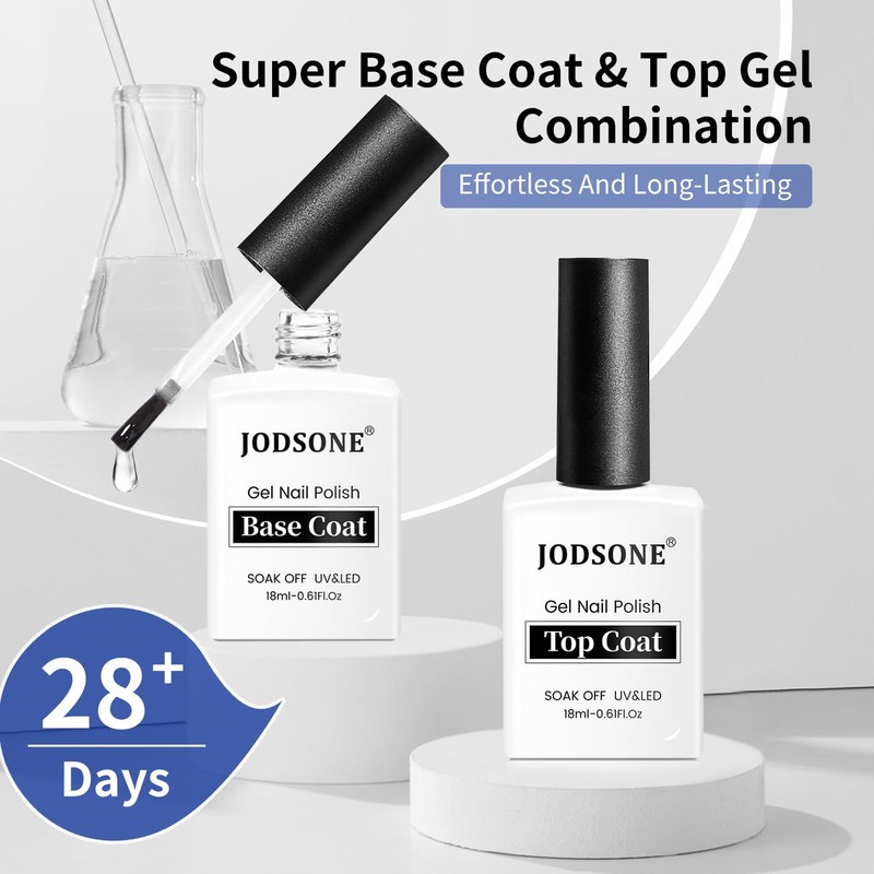 JODSONE 2 Bottles 18ml Top Coat Base Coat Gel Polish