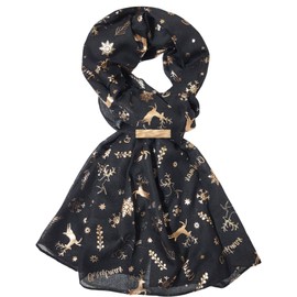 GFM Women's Christmas Scarf (CHRISSCF), Chris-2-kl-black