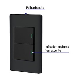 Volteck Apdo15 Placa Armada Negra Interruptores Sencillos Línea Lisboa