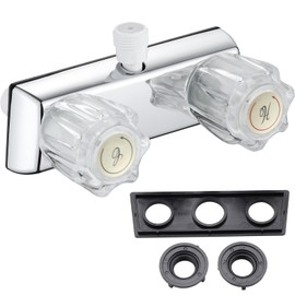 RV Shower Faucet, Camper Shower Faucet, 4" Camper Bathroom RV Faucet Shower Valve for Outdoor Outside and Indoor Shower Kit with Dual Acrylic Shower Knobs (Chrome)