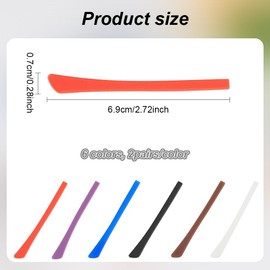 ANATTASOUL Eyeglass End Tips, 12 Pairs Silicone Anti-Slip Ear Sock Pieces Tube Sleeve Eyewear Soft Replacement Tips ONLY for Thin Slim Flat Wire Eyrglass Sunglasses Legs - 6 Colors