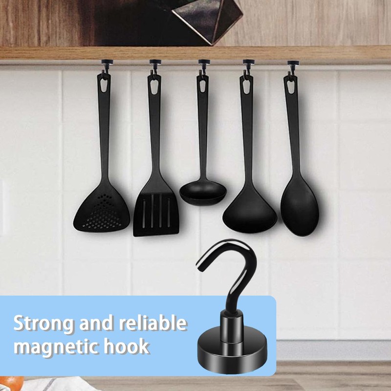 L0famy 8PCS Magnetic Hooks 35lbs Pull, 20mm Neodymium Strong Magnets,