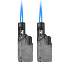 Torch Lighter, 2 Pack Mini Butane Refillable Jet Flame Torch Lighters, Windproof for Candles Grill BBQ Fireworks Camping (Butane Not Included)