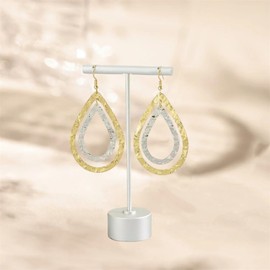 Teardrop Earrings for Women Silver and Gold Dangle Earrings Teardrop Dangling Earrings Two Tone Boho Dangle Earrings Jewelry 2024 Trendy (Gold)
