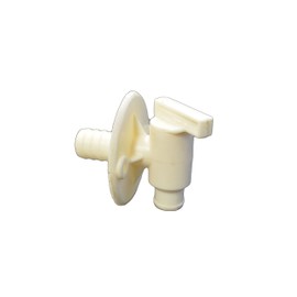 EZ Travel Collection RV Drain Spigot 1/2" Barb Fresh Water Drain Cock with Flange (Colonial White)