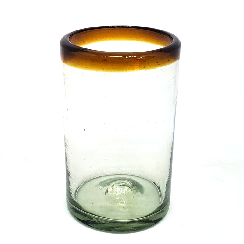 MexHandcraft Amber Rim 14 oz Drinking Glasses (set of 6),