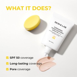 [SKIN&LAB] Porebarrier Tinted Moisturizer with SPF 50 in Beige Colour, Base Makeup, Tone up, Natural Coverage, Lightweight Moisturizer for All Skin Type, 1.69 Fl. Oz.