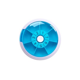 Pillendose, Pillen-Organizer, tragbar, automatisch, drehbar, rund, 7 Tage, Pillendosen, Tablett, Medikamentenbox, Halter für tägliche Medikamente, Vitamine, Nahrungsergänzungsmittel, BPA-frei (Blau)