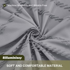 Siiluminisoy Siiluminisoy Extra Long Grey Boho Shower Curtain with Tassel, Woven Fabric 96 in Shower Curtain, Tufted Chevron Striped, 72 x 96, Modern Chic Textured Minimalist Bathroom Shower