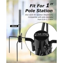 iBorn 1" Bird Pole Stabilizer 4 Prong Base for 1" Pole Stand Station Outdoor Hanging Hooks for Humming Bird Feeders for Outside Pole Stabilizer Metal Stabilizer for 1 Inch Pole, Pack of 1