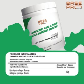 Bovine Collagen Powder – Type 1 & 3 | Base Pro Nutrition | 300g – 30 Servings | Joint Support Supplement | Hydrolyzed Collagen Peptides | Source of Essential Amino Acids | Unflavored Collagen