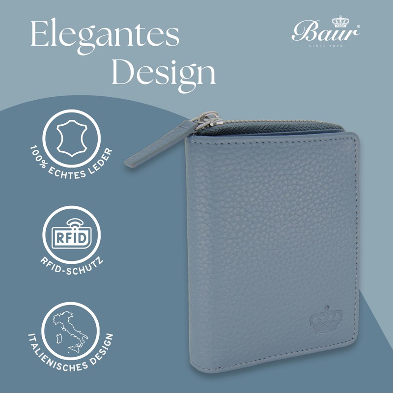 Baur Women's Genuine Leather Wallet with RFID Protection, Small Wallet,