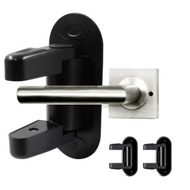 Tuxiaobu Door Lever Baby Safety Lock Improved Childproof Door Lever Lock & Handles - Child Safety Practical Door Lock Baby Safety Locks, Black, 2 Pack
