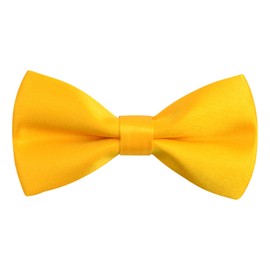 Alizeal Boy's Solid Banded Adjustable Length Pre-tied Bow Tie (Yellow)