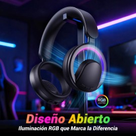 Audfonos Bluetooth Diadema Open-back Gamer Occiam B16 Negro Diseo Abierto Sonido Envolvente 7.1 Latencia Ultra-baja 45ms En Modo Juego 50h Batera...  