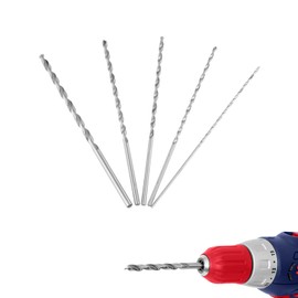 DEWIN Long Spiral Drill Bits, 5pcs Drill Bits High Hardness High Speed Steel Straight Shank Twist Drill Bit Tool Sets 2-5mm for Wood Plastic Aluminum Home Building