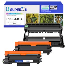 USUPERINK Compatible for Brother TN830 TN830XL Toner Cartridge & DR830 Drum Unit Set use in HL-L2460DW HL-L2480DW HL-L2400D HL-L2405W MFC-L2820DW DCP-L2640DW Laser Printer (1 Drum,2 Toner)