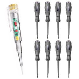 Phase Tester 8 Pieces Current Tester Phase Tester Screwdriver 2 in 1 Voltage Tester Screwdriver Chamfer Tester Comes with 1 Electrician Tester for Testing DC Circuits (Slotted Head Cross Head)