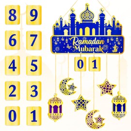 Hanging Ramadan Advent Calendar 30 Days Til Eid Ramadan Mubarak Countdown Calendar DIY Wall Door Islamic Decoration for Home