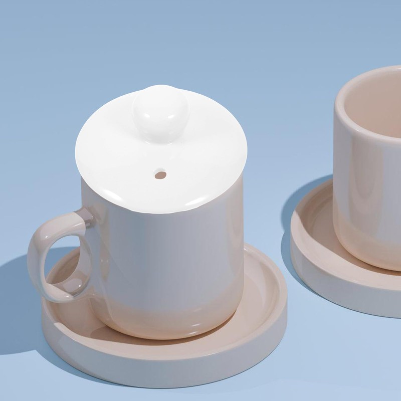 PRETYZOOM tea cup cover replacement teapot lid elegant white lid